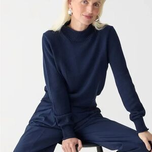 J Crew Heritage Rollneck Sweater Navy Size M/L Classic Minimalist Cotton Prep